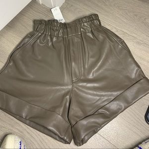 Brown leather Abercrombie & Fitch shorts
